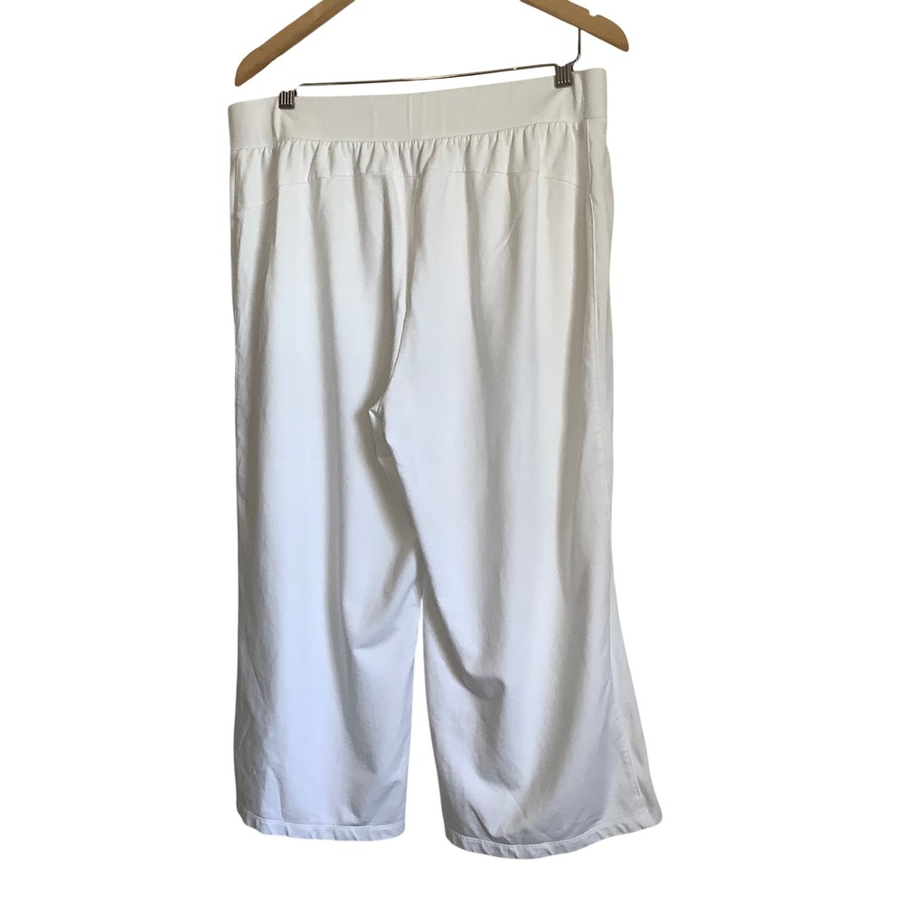 T by Talbots Women White Wide Leg Crop Pants XL Petite Cotton Modal Stretch XLp - Picture 12 of 16